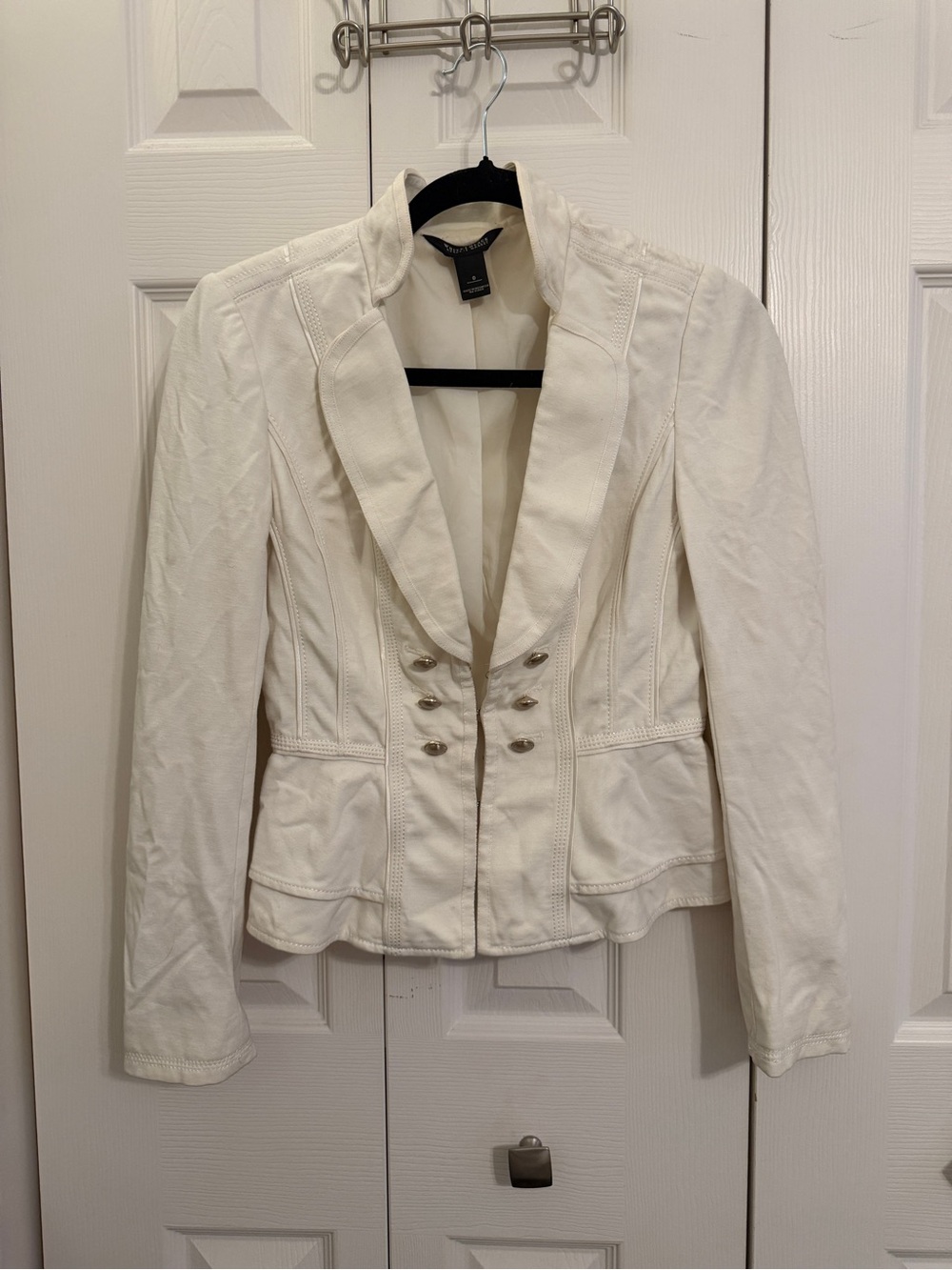 White House Black Market Cream Fitted Double-Breasted Blazer Structured Chic